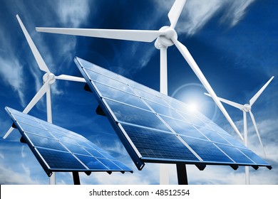 Powerplant with photovoltaic panels and eolic turbine