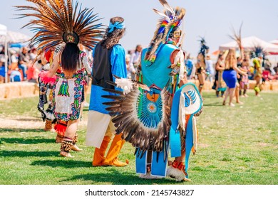 Powwow.  Native Americans dressed in full regalia. Details of regalia close up.  Chumash Day Powwow and Intertribal Gathering. - Shutterstock ID 2145743827