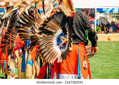 Powwow.  Native Americans dressed in full regalia.  Chumash Day Powwow and Intertribal Gathering. - Shutterstock ID 2167182531