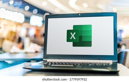 POZNAN, POL - APR 28, 2020: Laptop computer displaying logo of Microsoft Excel, a spreadsheet developed by Microsoft for Windows, macOS, Android and iOS