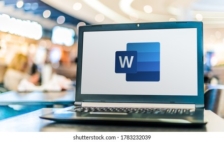 POZNAN, POL - APR 28, 2020: Laptop computer displaying logo of Microsoft Word, a word processor developed by Microsoft