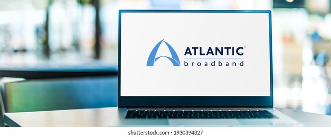 POZNAN, POL - FEB 6, 2021: Laptop Computer Displaying Logo Of Atlantic Broadband,  The 8th Largest Cable Operator In The United States