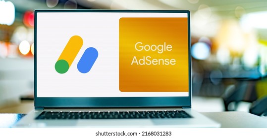 POZNAN, POL - JUN 1, 2022: Laptop Computer Displaying Logo Of Google AdSense