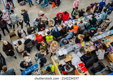 POZNAN, POL - MAR 12, 2022: Humanitarian Aid For Ukraine Organized By Civil Society In Poland After Russian Invasion On Ukraine In 2022