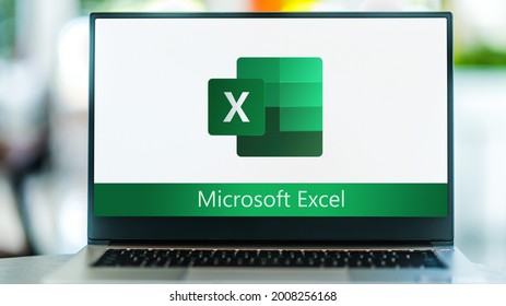 POZNAN, POL - MAY 1, 2021: Laptop computer displaying logo of Microsoft Excel, a spreadsheet developed by Microsoft for Windows, macOS, Android and iOS