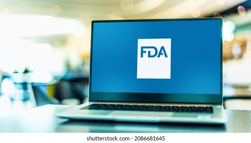 POZNAN, POL - MAY 1, 2021: Laptop computer displaying logo of FDA, a federal agency of the Department of Health and Human Services