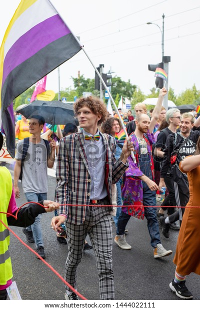 Poznan /\
Poland - 07.06.2019: Gay parade or Equality March and nationalists\
protesting, riot police\
forces.