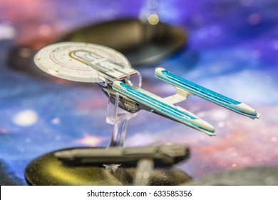 Poznan, Poland, April 29, 2017 Pyrkon - Fantasy Convent - Star Trek Space Ship USS Enterprise, Model Hobby Product