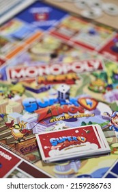 POZNAN, POLAND - Dec 06, 2021: A Closeup Of A Monopoly Junior Super Zings Board Game