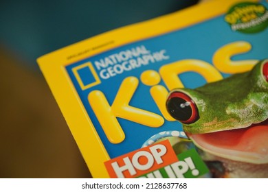 POZNAN, POLAND - Feb 12, 2022: A Closeup Of A National Geographic Magazine For Kids With Frog Photo