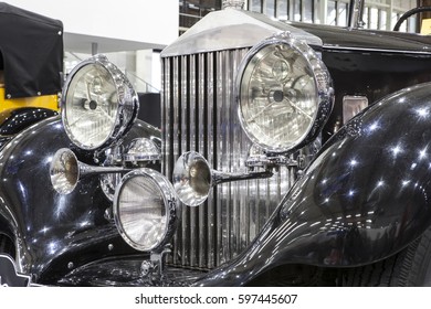 POZNAN, POLAND - MARCH 13, 2016: Old Car On Display At The International Fair In Poznan During The Event Retro Motor Show