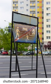 POZNAN, POLAND - May 18, 2014: A Woonerf Board By A High Apartment Building In The Stare Zegrze District