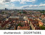 Poznan, Polish city during the day. The sun, the old town, the streets of Poznań, the Warta River and bridges over the river.