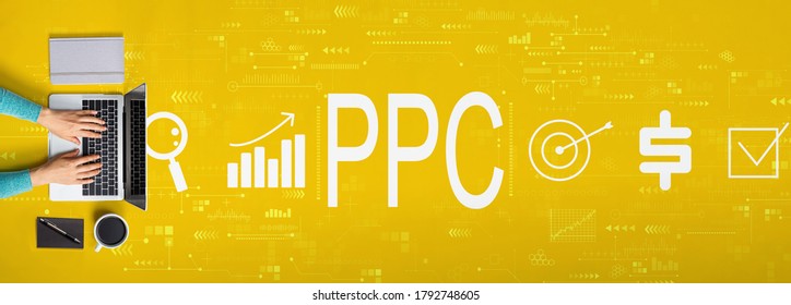PPC - Pay per click concept with person using a laptop computer - Shutterstock ID 1792748605