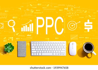 PPC - Pay per click concept with a computer keyboard and a mouse