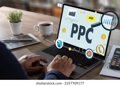 PPC - Pay Per Click concept Businessman working concept,  social network, SEO - Shutterstock ID 2257709177