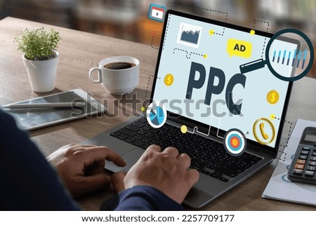 PPC - Pay Per Click concept Businessman working concept,  social network, SEO