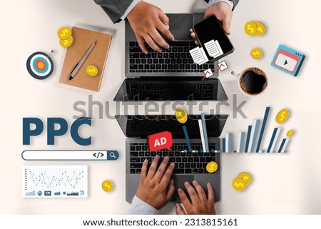 PPC (Pay Per Click) concept A businessman working on the concept of PPC marketing and online SEO optimization analysis