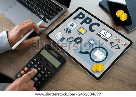PPC - Pay Per Click concept Businessman working concept, social network, SEO