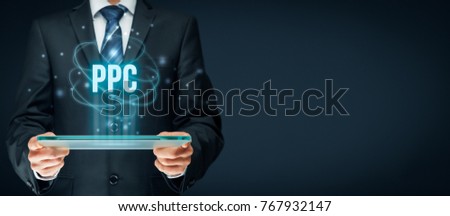 PPC (pay per click, cost per click) method concept - internet advertising model, e-commerce, micropayment.