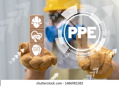 PPE Personal Protective Equipment Required Industry Concept. Safety Health And Work Accessories.