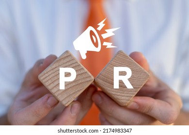 PR Public Relations Concept. Marketing Strategy And Advertising Campaign. Announcements Through Mass Media To Advertise Your Business.