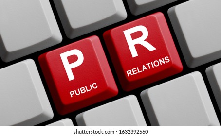 PR Public Relations Concept Online On Red Computer Keyboard