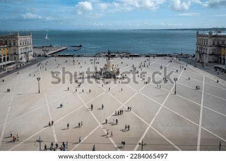 Praca do comercio (Commerce Plaza) from above in Lisbon, Portugal