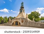 PRACE, CZECH REPUBLIC (CZECHIA) – MAY 27, 2024: Beautiful Cairn of Peace Memorial remembering the Battle of Austerlitz (Battle of the Three Emperors), South Moravian Region (Jihomoravský kraj)