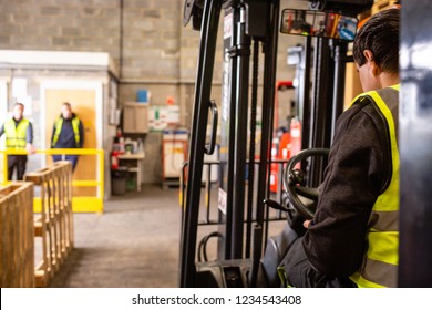 Practical Forklift Training Course. Industrial Background.