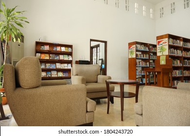 practical interior design of Bank Mandiri library room, located on Jalan Darmo, Surabaya, East Java, Indonesia (surabaya, september 9 2019)                              