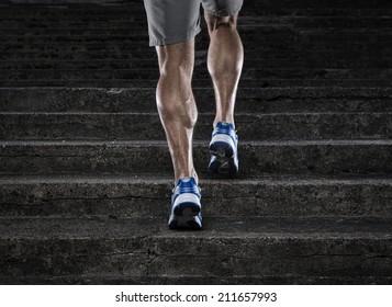 Practice, close up of young man running up the stairs - Powered by Shutterstock