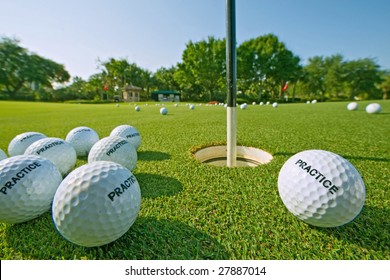 Practice Golf Balls On Putting Green