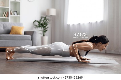 Practicing Push-Up Form With Focus on Body Alignment in Home Setting During Daytime