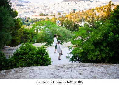 Practicing Taiji At Pnyx Hill Of Athens Overviewing The Coty