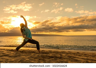 Practicing Yoga on a Maui Beach at Susnet