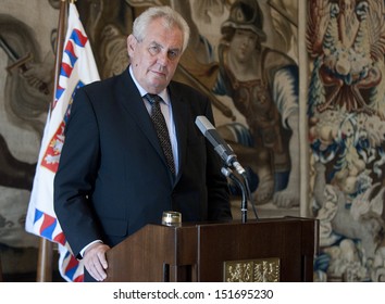 PRAGUE - AUGUST 23: Czech President Milos Zeman During Press Conference In Prague, Czech Republic, August 23, 2013