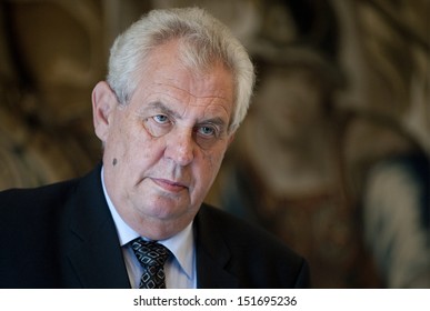 PRAGUE - AUGUST 23: Czech President Milos Zeman During Press Conference In Prague, Czech Republic, August 23, 2013