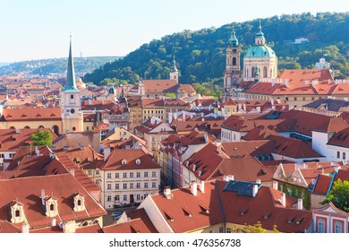 Prague the capital of the Europe state of the Czech Republic. Architecture cityscape of top view of the city