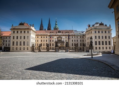 Prague castle during quarantine when was empty citycentre