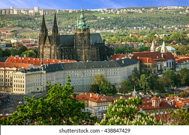 Prague Castle And Saint Vitus Cathedral, Czech Republic. Panoramic View