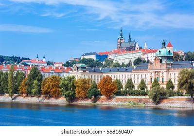 Prague Castle And Saint Vitus Cathedral At Beautiful Summer Day, Czech Republic