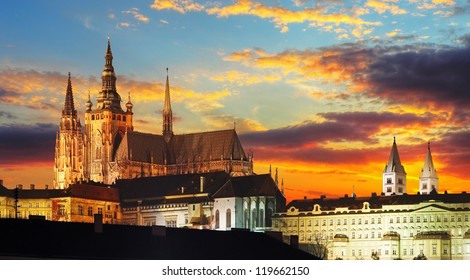 Prague Castle At Sunset - Czech Republic