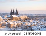 Prague Castle under  layer of snow