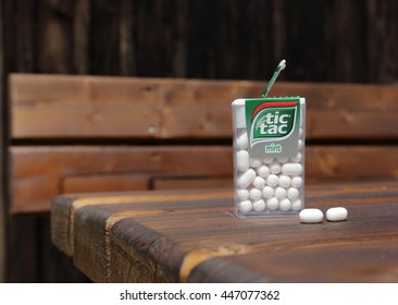 PRAGUE, CZECH -  MARCH 19, 2015. Tic Tac mint.  Tic Tac is a brand of small, hard mints, produced by Ferrero.