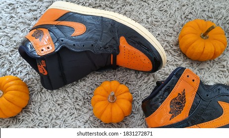 Prague, Czech Republic- 10/31/2019: Air Jordan 1 Shattered Backboard 3.0