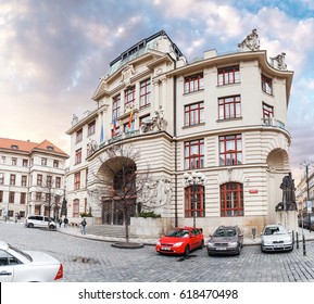 PRAGUE, CZECH REPUBLIC - 18 MARCH, 2017: The Building Of The New Town Hall With The Town Council Meeting Of The Prague Was Built In 1911