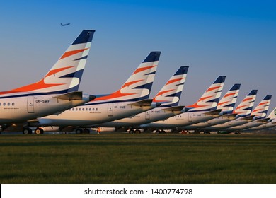 Prague, Czech Republic - 19th April 2019: 7 Boeings 737 MAX Grounded And Waiting For The Future At Vaclav Havel Prague Airport.