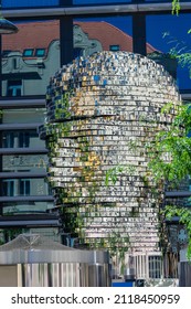 PRAGUE, CZECH REPUBLIC, 31 JULY 2020: Modern Metal Sculpture Of A Head Shape