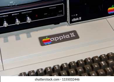 PRAGUE, CZECH REPUBLIC - AUG 6, 2017: Apple 2 II Computer, Apple Museum In Prague.